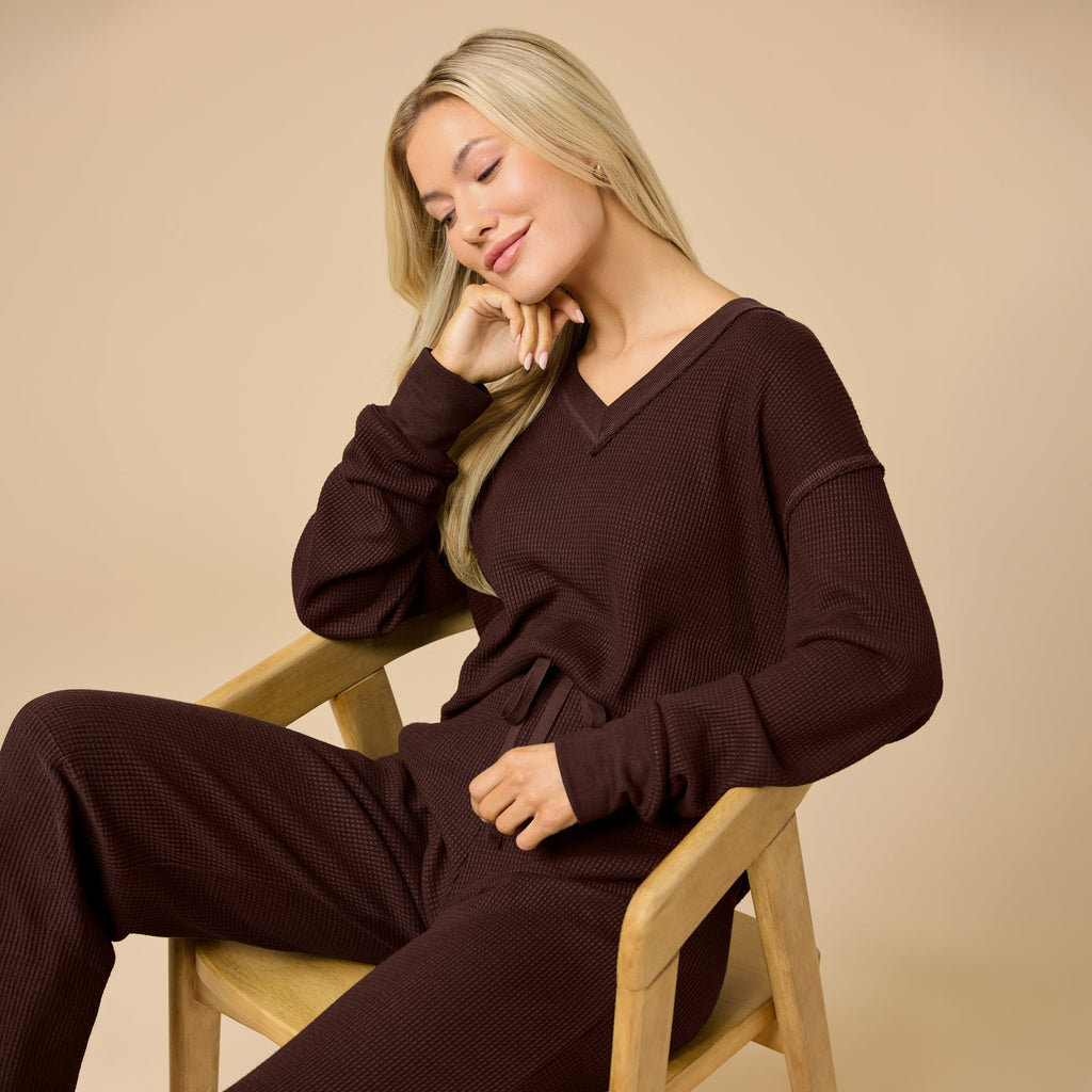 AirThermal Knit V-Neck with Raw Hem and Long Pant