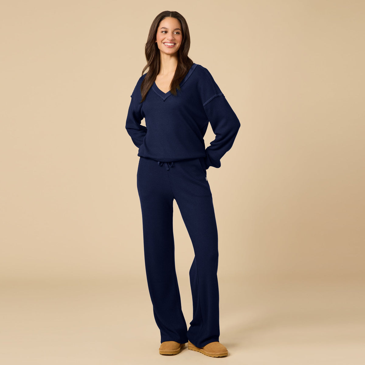 AirThermal Knit V-Neck with Raw Hem and Long Pant