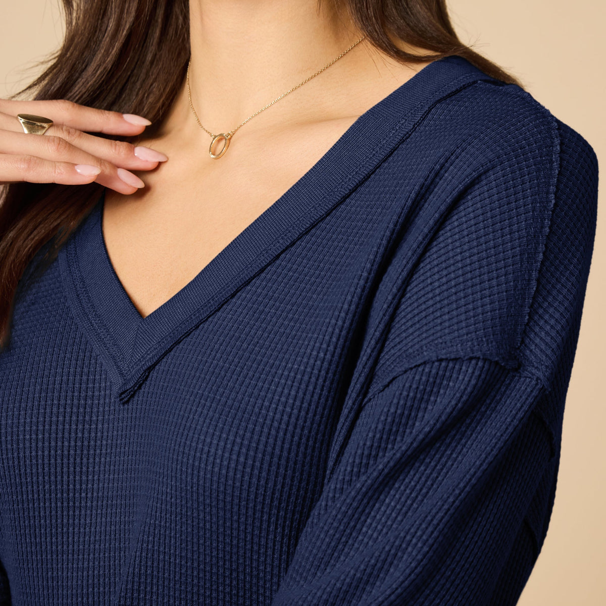 AirThermal Knit V-Neck with Raw Hem and Long Pant