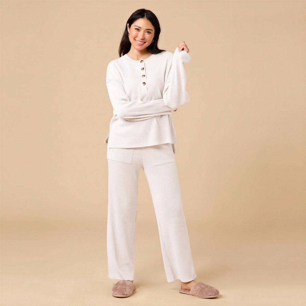 AirThermal Knit Henley Button Top with Crop Pant