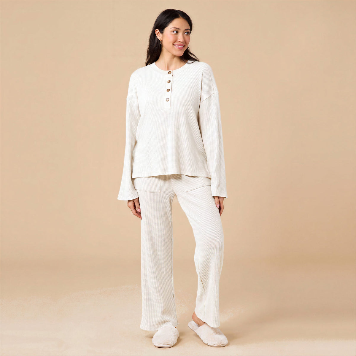 AirThermal Knit Henley Button Top with Crop Pant
