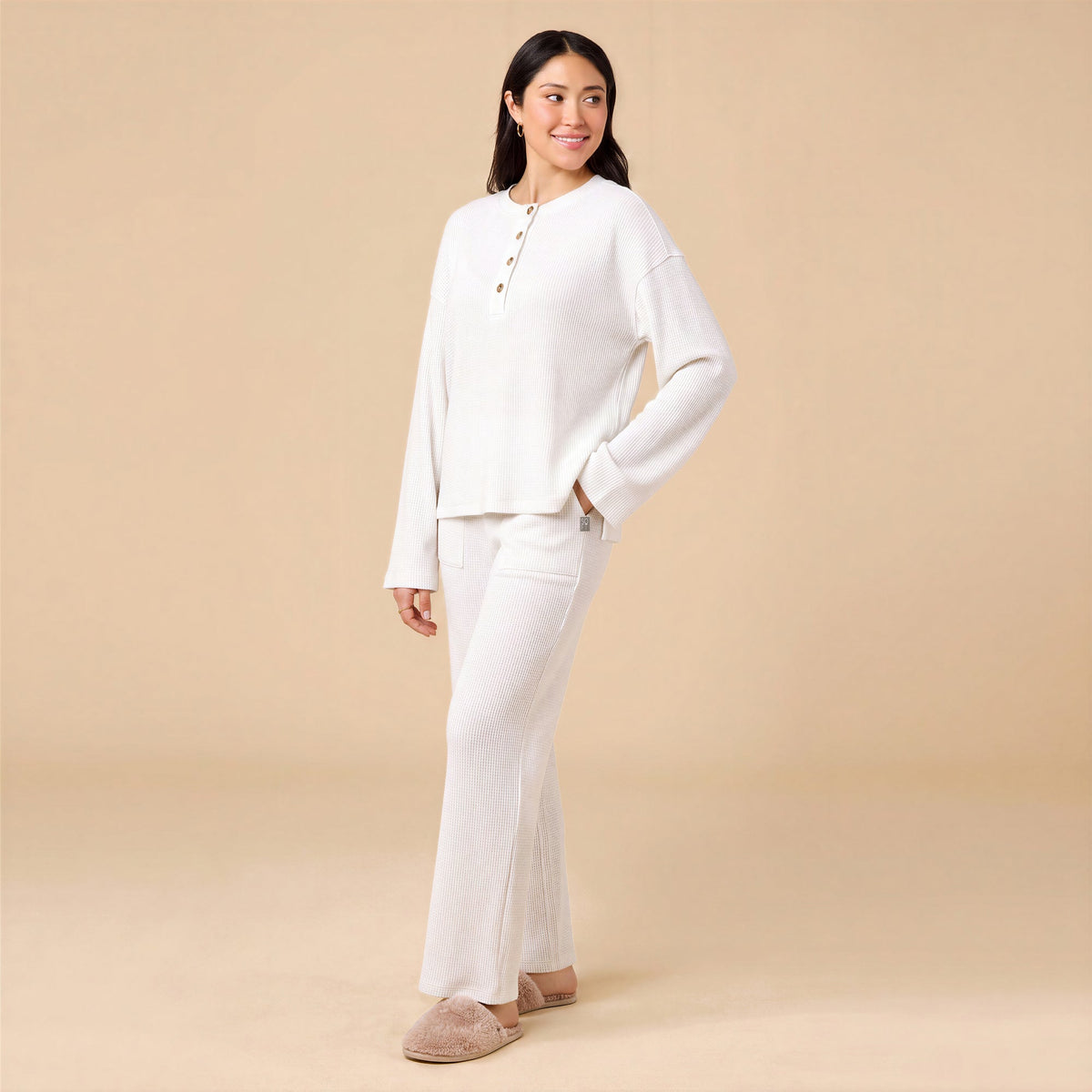 AirThermal Knit Henley Button Top with Crop Pant