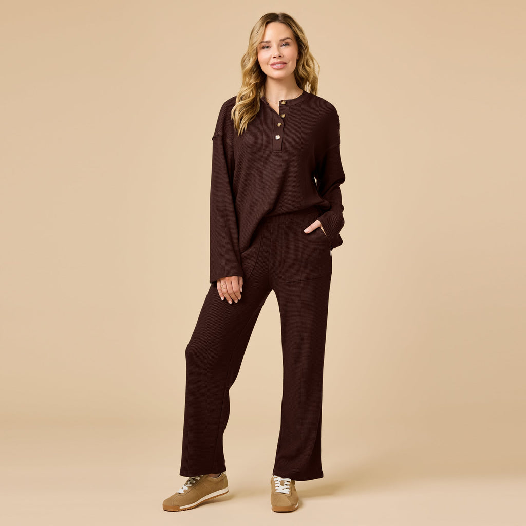 AirThermal Knit Henley Button Top with Crop Pant