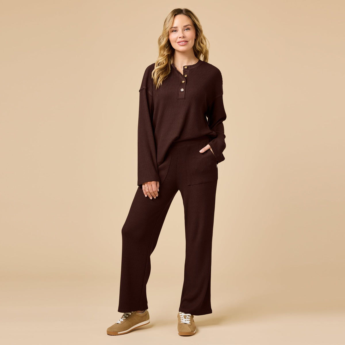 AirThermal Knit Henley Button Top with Crop Pant
