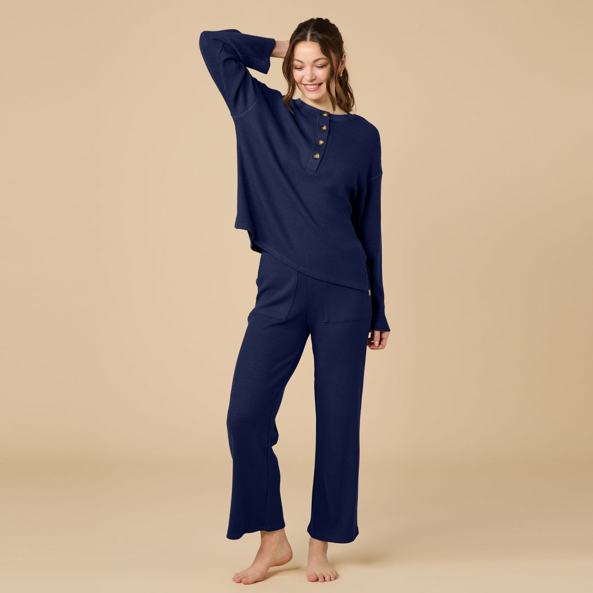 AirThermal Knit Henley Button Top with Crop Pant