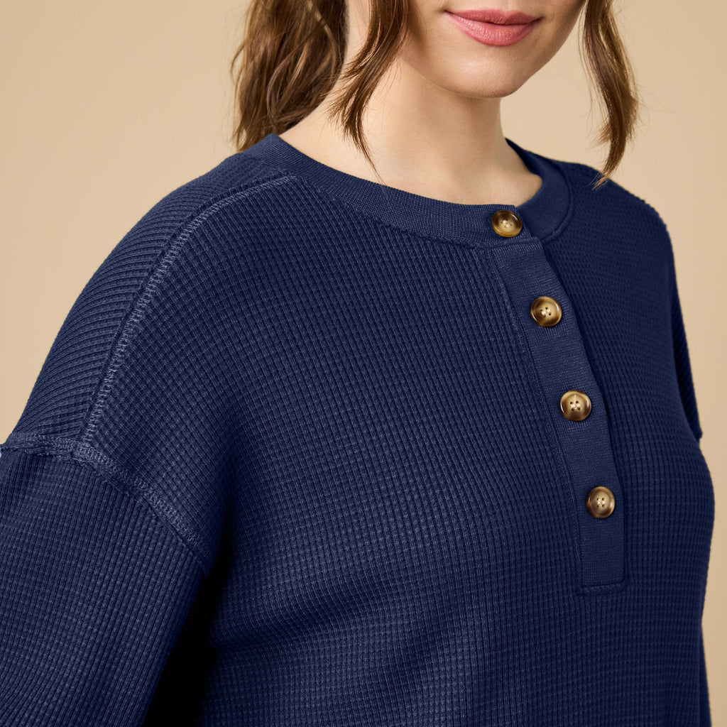 AirThermal Knit Henley Button Top with Crop Pant